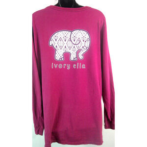 Ivory Ella Long Sleeve Crew Neck Maroon T-Shirt Tee XXL